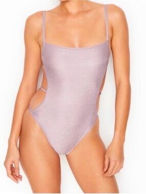 Victoria's Secret Shimmery Silver Cutout One-Piece
